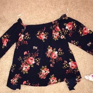 Navy blue off-shoulder blouse